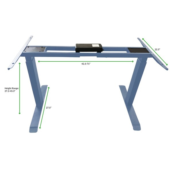 Rise Up Dual Motor Electric Standing Desk Frame Legs 27.2-45.3 Gray